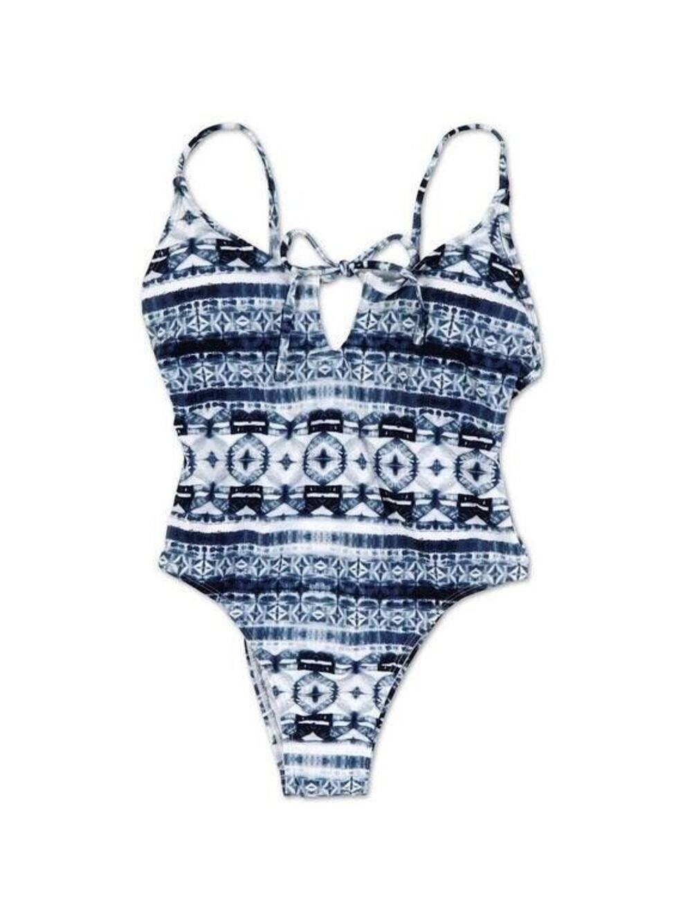 Indigo Rein Blue & White Denim Tie Dye One Piece Swimsuit NEW Junior XL